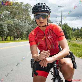 Kafitt Moterų Trumpas Dviračių Jumpsuit Raudona Triatlonas Vasaros Sportinės aprangos Macaquinho Ciclismo