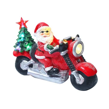 Kalėdų Dekoracijos Kalėdų Senelis Vairuoja Motociklą Sniego Atmosferą, Dekoratyviniai LED Žibintai Muzikos Papuošalai