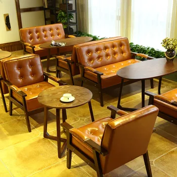 Kortelės sėdynės sofa-lova, stalas, kėdė derinys kavos parduotuvė laisvalaikio dvigubai restoranas, baras, pieno arbata parduotuvė desertas parduotuvė derybų kėdė