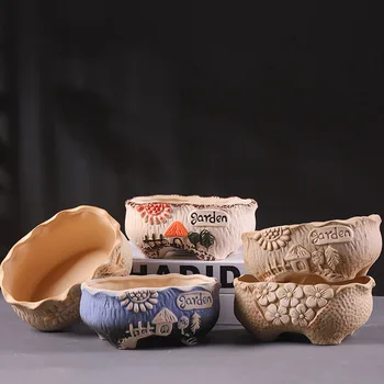 Korėjos Derliaus Konteineriu Keramikos Sultingas Gėlių Vazonas Klasika Paprastas Darbalaukio Žalia Vazoninių Augalų Buveinės Sodo Puošmena