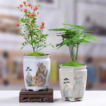Kūrybinės Keramikos Vazonas Paprasta Bonsai Puodą Rankomis dažyti Sultingas Gėlių Vazonas Kinijos Kraštovaizdžio Vazonas Namų Dekoro