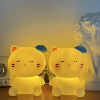 LED Naktį, Šviesos, Vaikams, Katės Formos, Minkštas Ir Ne Apakinti Akių Apsauga Stalo Lempos Animacinių filmų Katės Miega Lempa Namų Puošybai