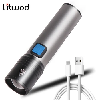 LED Žibintuvėlis Mini Nešiojamos Lempos T6 USB Įkrovimo įmontuota Baterija Vandeniui Kempingas Žibintų Zoom Fakelas Darbo Lemputė