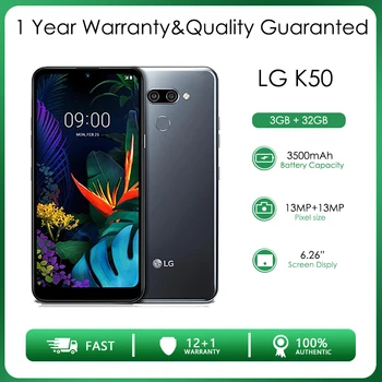 LG K50 Restauruotas Atrakinta LG K12 Max 32GB 3GB RAM 4G LTE Octa-core Galinio vaizdo Kamera 13MP 6.26