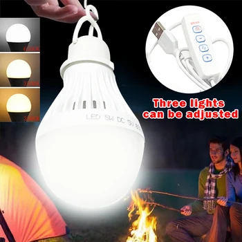 Lauko Kempingas Šviesos diodų (LED) Trijų Spalvų Temperatūros reguliatoriumi USB Įkrovimo Kabo Šviesa Grilis Žvejybos Naktį Paleisti Apšvietimas
