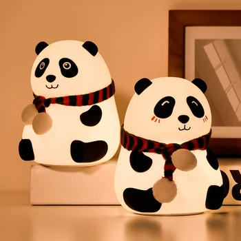Led Mielas Animacinių filmų Silikono Panda Lempa USB Palieskite Jutiklio Spalvinga Šviesos Miegamojo Lovos Naktį, Šviesos, Vaikams, Vaikai