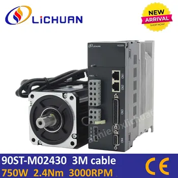 Lichuan 90st-M02430 už 750W servo variklio flanšo dydis 90 su servo tvarkyklių rinkinį 3000rpm 2.4 Nm AC servo pavara ac servo variklis rinkinys
