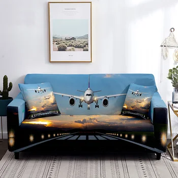 Lėktuvo Sofa Cover Aviacijos Orlaivių kilimo ir tūpimo Tako Modelį, Sofos Padengti Visas Suvynioti Sofa Slipcover Baldai Raštas už Kambarį