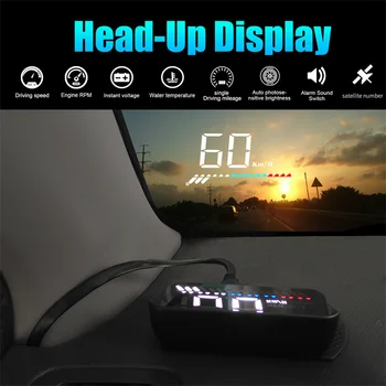 M7 Auto Hud OBD2 GPS HUD Head-Up Display EOBD priekinio Stiklo Automobilio Spidometras Projektoriaus Skaitmeninio Reikmenys Visų Automobilių