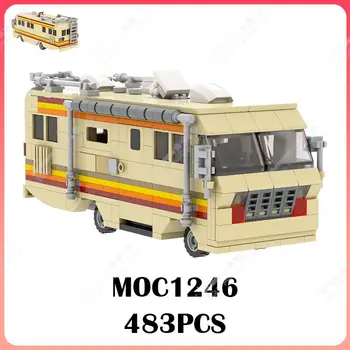 MOC1246 Kūrybos poilsinių Transporto priemonių SS Blokai TV Veiksmų Skaičius, Mobile Studio Modelis 