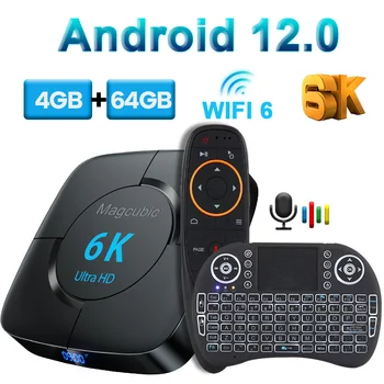 Magcubic Android 12.0 TV Box Balso Asistentas 6K 3D Wifi6 2.4 G&5.8 G 4GB RAM 32G 64G Media player 