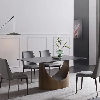 Marmuro Valgomasis Stalas ir Kėdės Nustatyti 2023 Naujas italų Stiliaus Modernus Paprastas Prabangos Stačiakampio Meninio Dizaino Gyvenimo Kambario Baldai