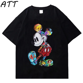 Mielas Animacinių filmų pelės Marškinėliai Vyrams juokinga Grafinis spausdinti Vasaros T-shirt negabaritinių Manga Streetwear Tshirts moterų Hip-Hop viršūnes Tees