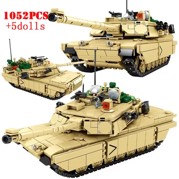 Miestas Karinės M1A2 Abrams Leclere Pagrindinis Tankas Blokai WW2 Karių Skaičiai Armijos Plytų Berniukas Žaislai Vaikams Dovanos