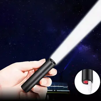 Mini Nešiojamas LED Žibintuvėlis USB Įkrovimo Maža Kišenė Šviesos Pastatytas Baterija Fiksuotas Fokusavimas Zoomable Kempingas Paieška Žibintų