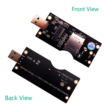 NGFF(M. 2) Mygtukas B kortelė, USB 3.0 Adapteris su SIM 8pin kortelės Lizdas 3G/4G/5G Modulio laikiklis SIM 8pin kortelės jungtis