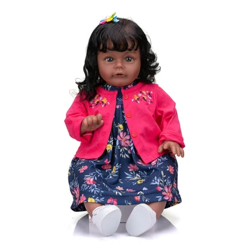 NPK 60CM Rankų darbo, Aukštos Kokybės Atgimsta Bamblys Sue-Sue, Tamsios Odos Afrikos Amerikiečių Baby Girl Lėlės Išsamios Tikroviška Tapyba