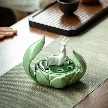 Namų Zen Lotoso gėlė, Keramikos Aromatinių smilkalų degiklis elnių Lotus Auga Arbatos ceremonija ornamentu