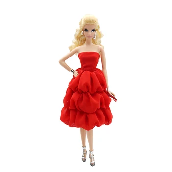 Nauja 30cm 1/6 raudona daugiasluoksnio šifono Suknelė Kasdien Dėvėti Aksesuarai, Drabužių Barbies Lėlės Lėlės Drabužiai