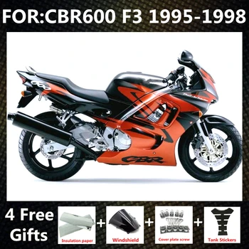 Naujas ABS Motociklą Visą Purvasargiai Komplektas tinka CBR600 F3 CBR600F3 CBR 600 1995 1996 1997 1998 visiškai lauktuvės rinkiniai rinkinį, oranžinė juoda