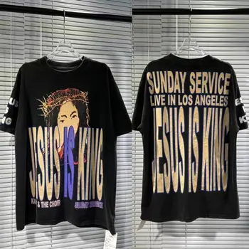 Naujas Vintage Kanye West Tshirts Aukštos Kokybės Medvilnės Negabaritinių Jėzus Yra Karalius, T-marškinėliai Vyrams Womem harajuku