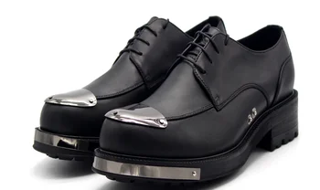 Nauji batai vyrams oda klasika, nėrinių iki metalo vyrų batai Derby metalo laisvalaikio bateliai
