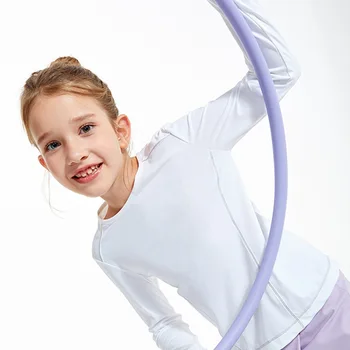 Pavasarį Rudenį, O Kaklo Vaikai Yoga Drabužiai Mergaitėms ilgomis Rankovėmis Slim Greitai-Džiovinimo Kvėpuojantis Veikia Sporto, Fitneso Mokymo, T-shirt