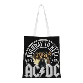 Perdirbimo AC DC Pirkinių Krepšys Moterų Pečių Canvas Tote Maišą Nešiojamų Australijos Blues Rock, Bakalėjos Shopper Bags