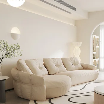 Prancūzijos Retro Stiliaus Audinio Sofos Mažame Bute Gyvenamasis Kambarys Modernus Paprasta Sofa