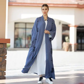 Ramadanas Dubajus Abaja Moterų 2023 Pavasarį Nauja Atidaryti Abayat Kimono Prabanga Šaliai, Skraistės vientisos Spalvos, Siuvinėta Suknelė su Diržu