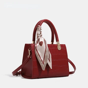 Raudona moterų maišelį Crossbody Krepšiai Moterų Rankinės mados Akmens modelio mažos piniginės moterų pečių maišą