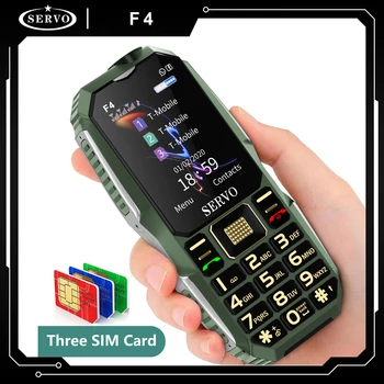 SERVO F4 Trijų SIM Kortelių Mobilusis Telefonas Galia Banko Žibintuvėlis Magic Voice FM Radijo Didelis Mygtukas GSM 2G Pigūs mobilusis telefonas Pagyvenusiems