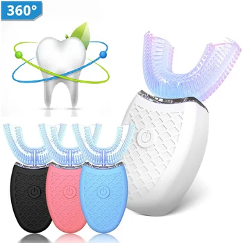 Sdattor 360 Laipsnių Pažangi Automatinė Sonic Elektros dantų šepetėlį U Tipo 4 Rūšių Dantų Šepetėliu USB Įkrovimo Dantų Balinimo Mėlyna