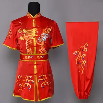 Suaugusiųjų Ir Vaikų trumparankoviai Išsiuvinėti China Chuan Chang Wu Kovos Menų Drabužių Chi Uniformas Kung Fu Wushu Kostiumai FF3777