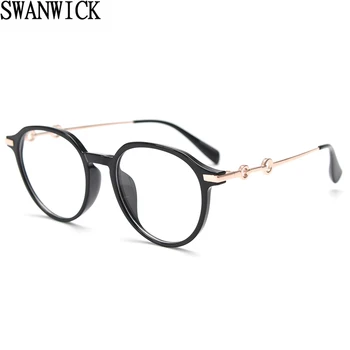 Swanwick skaidraus lęšio tr90 akinius vyrams pusė metalo mados akinių rėmeliai moterų ruda skaidri dropshipping priedai