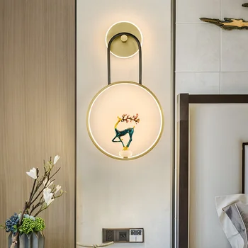 TEMAR Kinų Stiliaus Žalvario Sienos Lempa LED 3 Spalvų Derliaus Kūrybos Elnias Sconce Šviesos Namų Kambarį Miegamojo Lovos