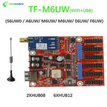 TF-M6UW Kontrolės Kortelės LED Ženklas modulis WIFI ir USB diską temperatūros šviesos ryškumo jutiklis S6UW0/A6UW/M6UW/C6UW/E6UW/F6UW