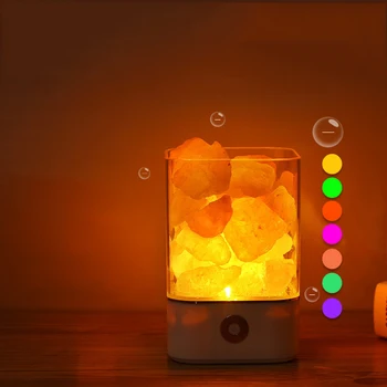 USB Kristalų Druska Lempos Natūralios Himalajų Druskos Lempos Oro Valytuvas Su 7 Spalvų Kaita, LED Nakties Šviesos Stalą Stalo Lempos Lavos Lempa