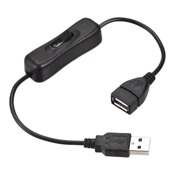 Uxcell USB Laidas su įjungimo/Išjungimo Jungiklis USB Vyrų ir Moterų ilgintuvas 30cm Black 3 Vnt