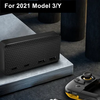 Už Tesla Model 3/Y 2021 Priedai C Tipo Perkelti į USB Skirstytuvo Hub Telefono Pratęsti Įkroviklis
