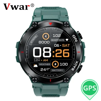 VWAR K37 GPS Smart Watch Vyrai Lauko Sporto Fitness Tracker Širdies ritmo IP68 Vandeniui Smartwatch 480mAh Ilgas Baterijos veikimo laikas