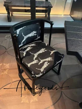 Valgomojo Kėdė Odininkas Kosmetikos Kėdės Atlošas Leopard Kėdė Laisvalaikio Prancūzijos Šviesą Dizaineris Paprasta Vidurio-Senovės Medžio Masyvo