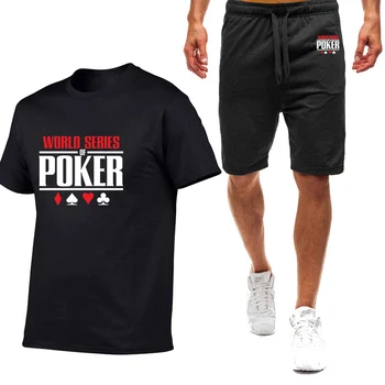 World Series of Poker 2023 M. Pavasario ir Vasaros Naujų Vyrų Devynių Spalvų trumparankoviai marškinėliai Paprastas Atsitiktinis, Madinga Judėjimo Kostiumas