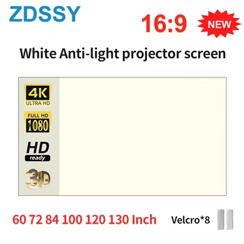 ZDSSY Projektorius, Ekranas Baltos spalvos Tinklelis Anti-Light 16:9 Nešiojamų Atspindintis Namų Biuro 4K HD Orojection Ekrano Šluostę 60-130 Colių
