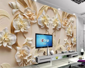 beibehang Tapetai užsakymą 3D Phalaenopsis įspaustas gyvenimo kambario sienos Šiaurės šalių šiuolaikinio minimalistinio dekoratyvinės sienų Papel de parede