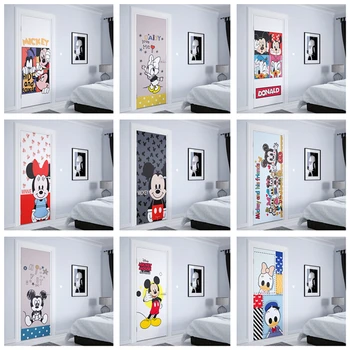 disney Mickey ir Minnie akvarelė durų lipdukų plakatas Namų Dekoro, Vaikų Kambarys Animacinių filmų Siena Lipdukas sienos meno durų apdailos PVC
