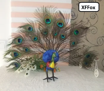 kūrybos realiame gyvenime povas modelis putų&povo plunksnų paukštis lėlės dovana, apie 40x50cm d0053