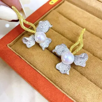 spalvingas 10-11mm pietų jūros apvalios baltos perlų tabaluoti auskarai 925s