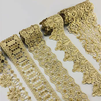 zsbszc 2 metrų Tuščiaviduriai šviečia milteliai aukso nėrinių cheongsam drabužius hem užuolaidų nėriniai apdailos medžiagos 