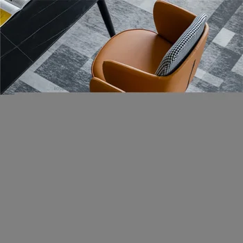Šiaurės Odos Baldai, Valgomojo Kėdės, Virtuvės Namų LightLuxury Stalas Ir Kėdė Paprasta Laisvalaikio Atlošo Atrama Dizainerio Kėdė